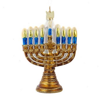 Noble Gems™ Gold Glass Menorah Ornament