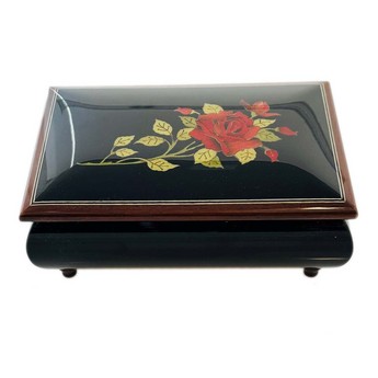 Red Rose Inlay Music & Jewelry Box